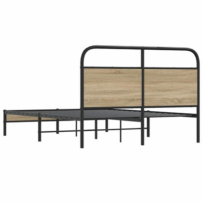 Bed Frame Without Mattress 135x190 cm Smoked Oak Engineered Wood