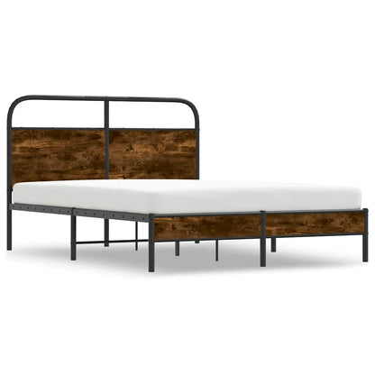 Bed Frame Without Mattress 140x190 cm Smoked Oak Engineered Wood