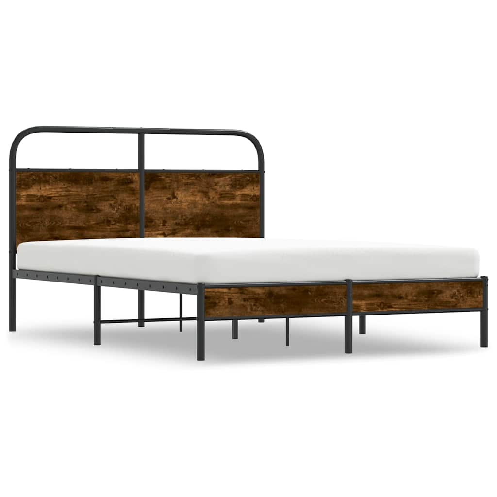 Bed Frame Without Mattress 140x200 cm Smoked Oak Engineered Wood