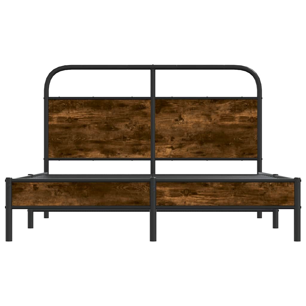 Bed Frame Without Mattress 140x200 cm Smoked Oak Engineered Wood