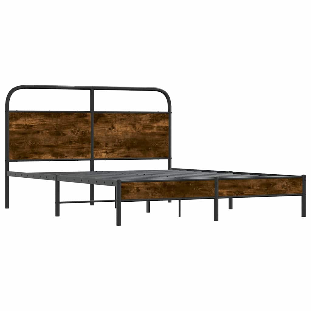 Bed Frame Without Mattress 150x200 cm Smoked Oak Engineered Wood