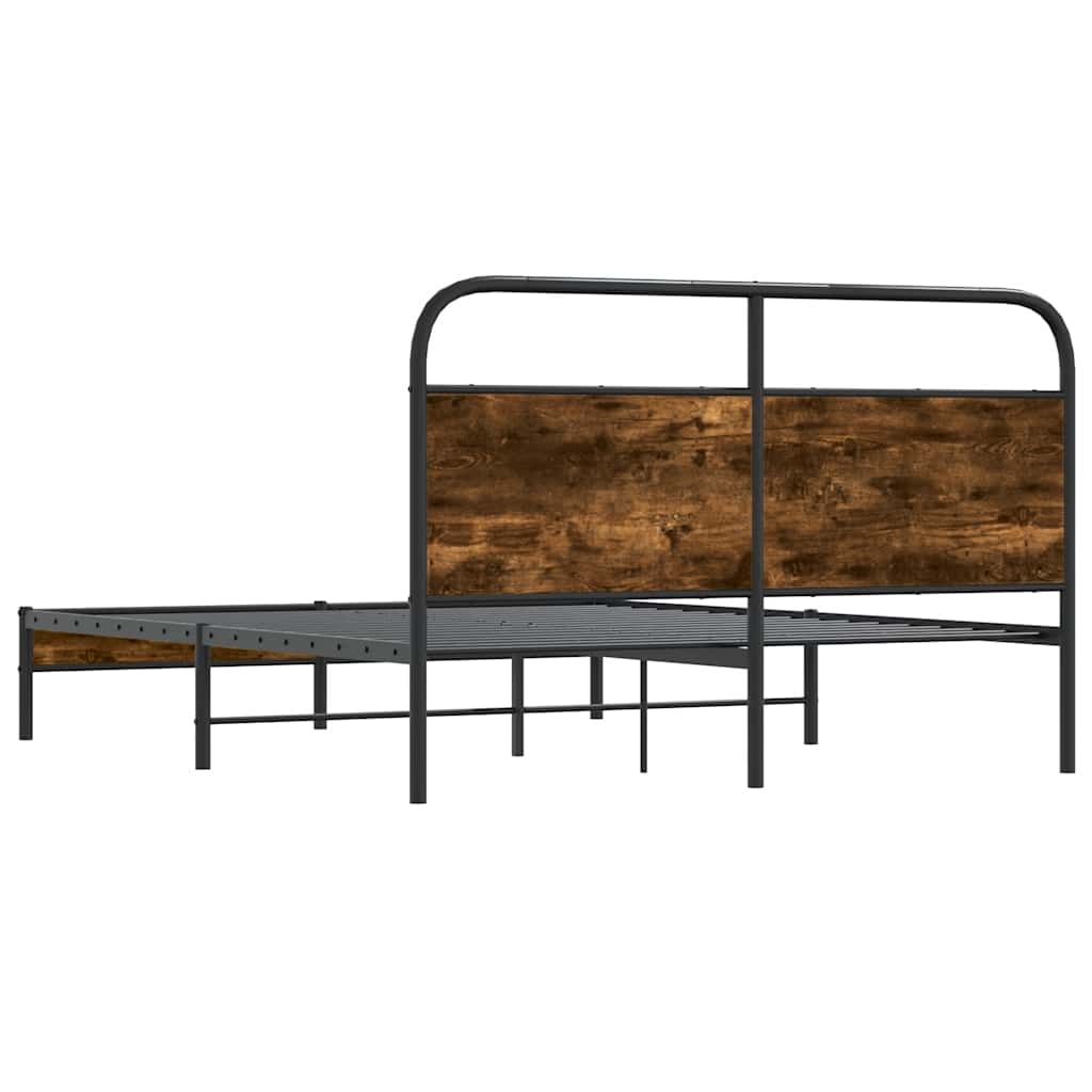 Bed Frame Without Mattress 150x200 cm Smoked Oak Engineered Wood