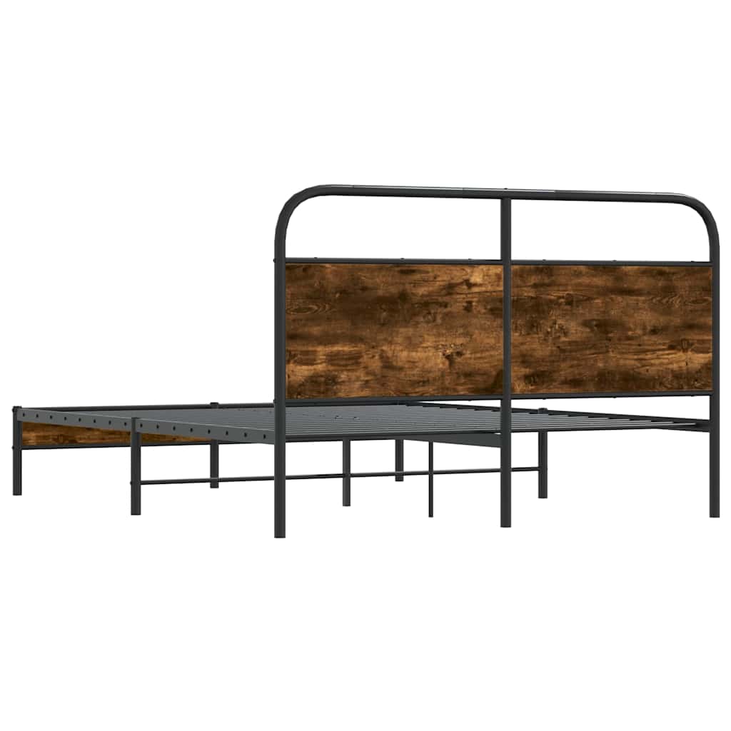 Bed Frame Without Mattress 150x200 cm Smoked Oak Engineered Wood