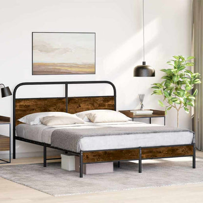 Bed Frame Without Mattress 150x200 cm Smoked Oak Engineered Wood