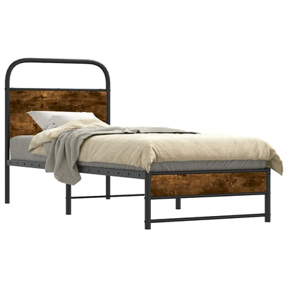 Bed Frame Without Mattress 75x190 cm Smoked Oak Engineered Wood