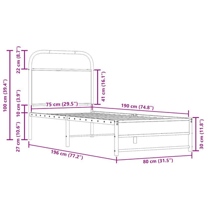 Bed Frame Without Mattress 75x190 cm Smoked Oak Engineered Wood