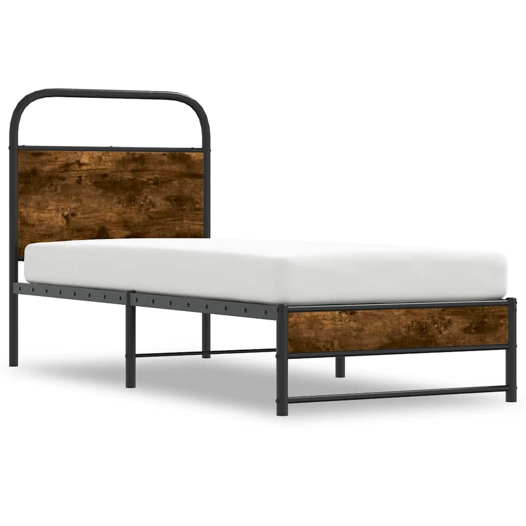 Bed Frame Without Mattress 80x200 cm Smoked Oak Engineered Wood