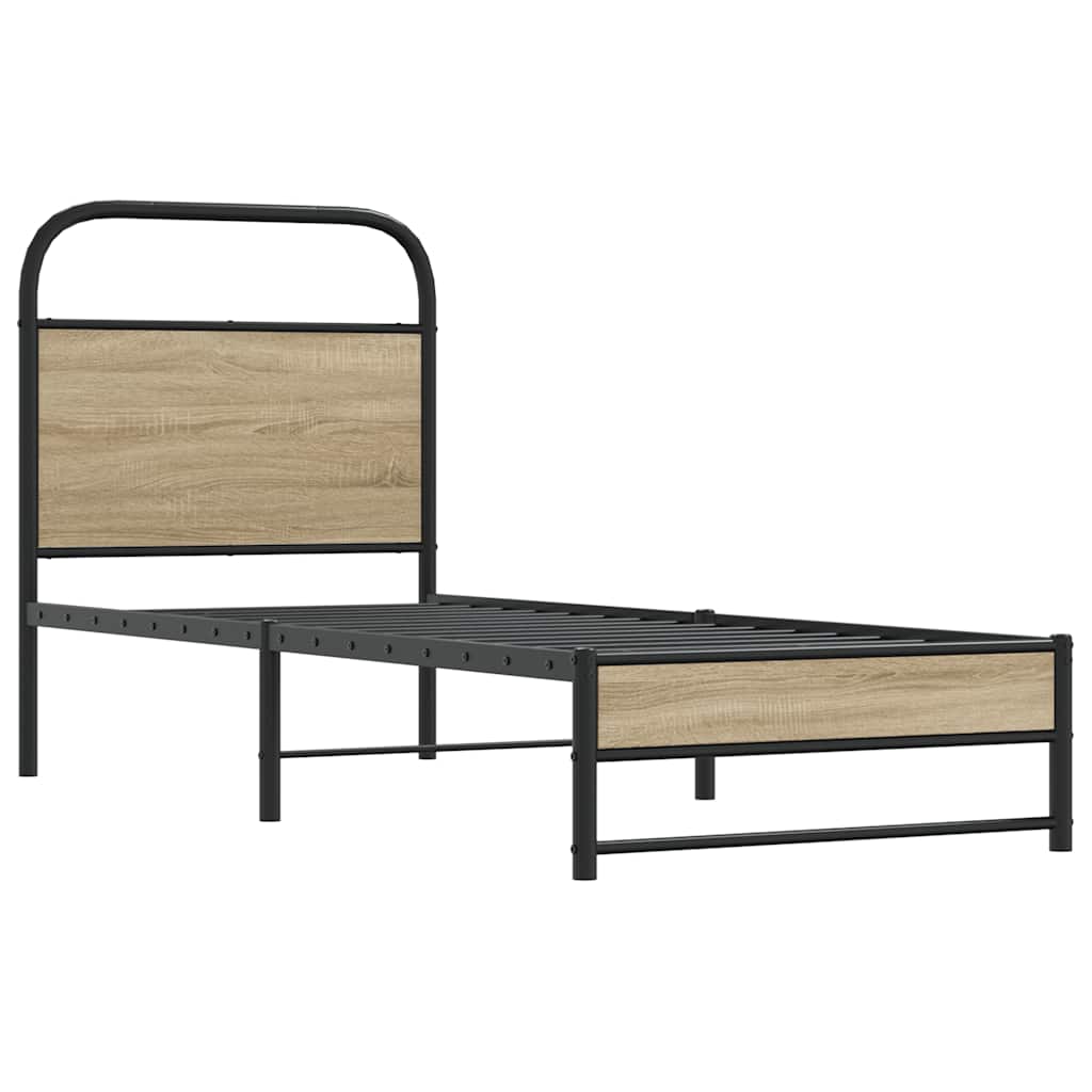 Bed Frame Without Mattress 80x200 cm Smoked Oak Engineered Wood