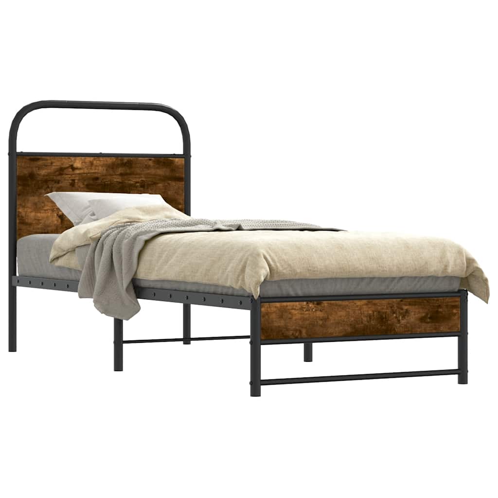 Bed Frame Without Mattress 80x200 cm Smoked Oak Engineered Wood