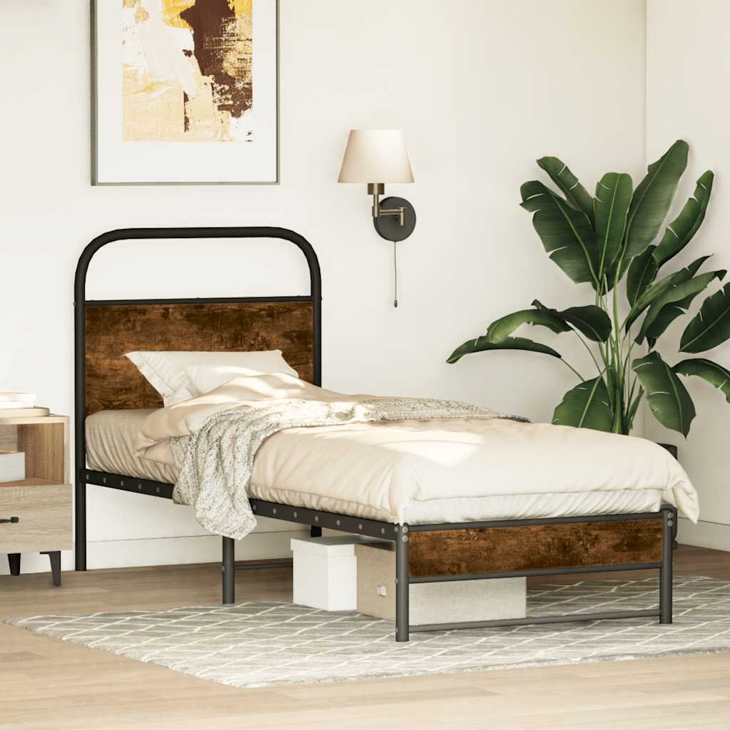Bed Frame Without Mattress 80x200 cm Smoked Oak Engineered Wood