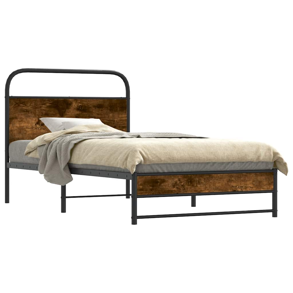 Bed Frame Without Mattress 90x190 cm Smoked Oak Engineered Wood