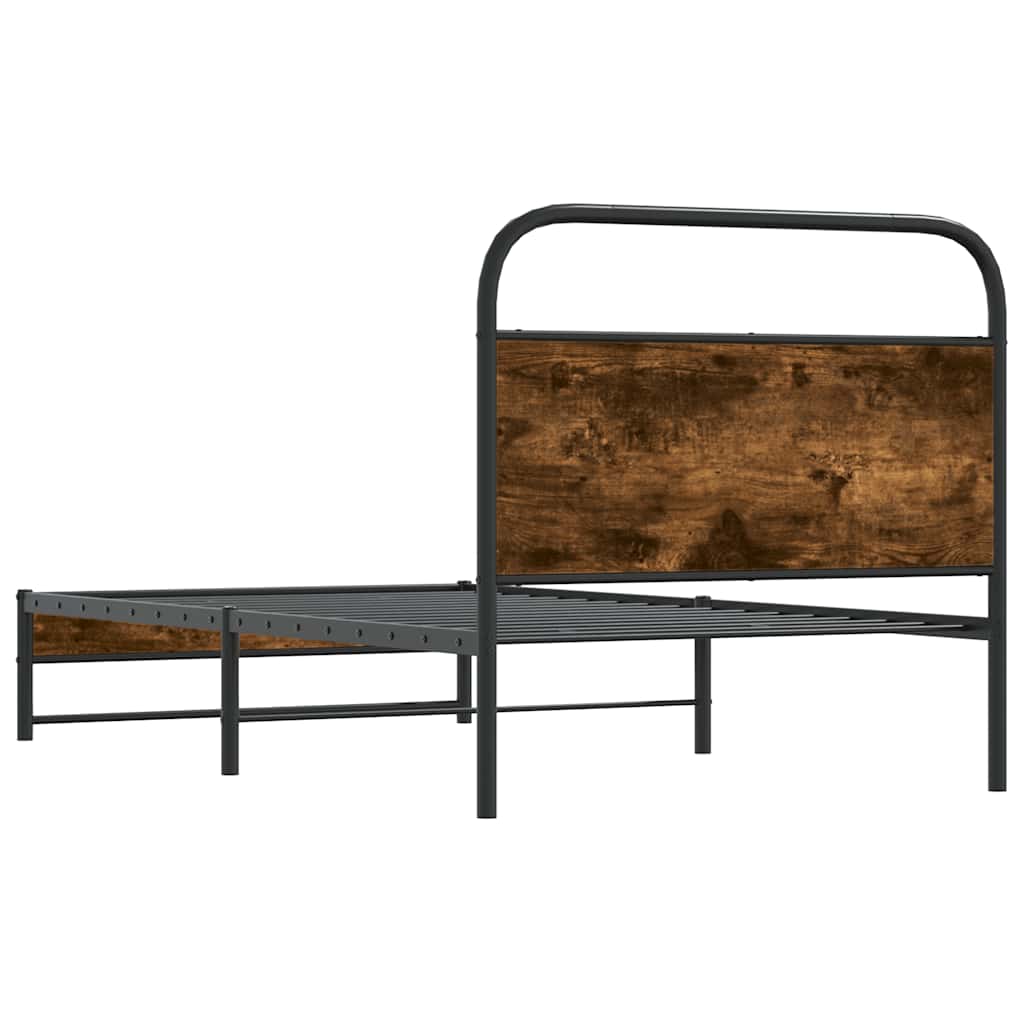 Bed Frame Without Mattress 90x190 cm Smoked Oak Engineered Wood