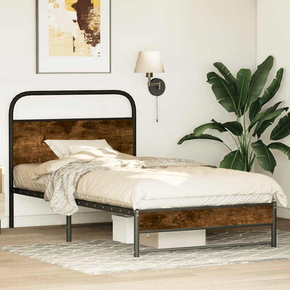Bed Frame Without Mattress 100x190 cm Smoked Oak Engineered Wood