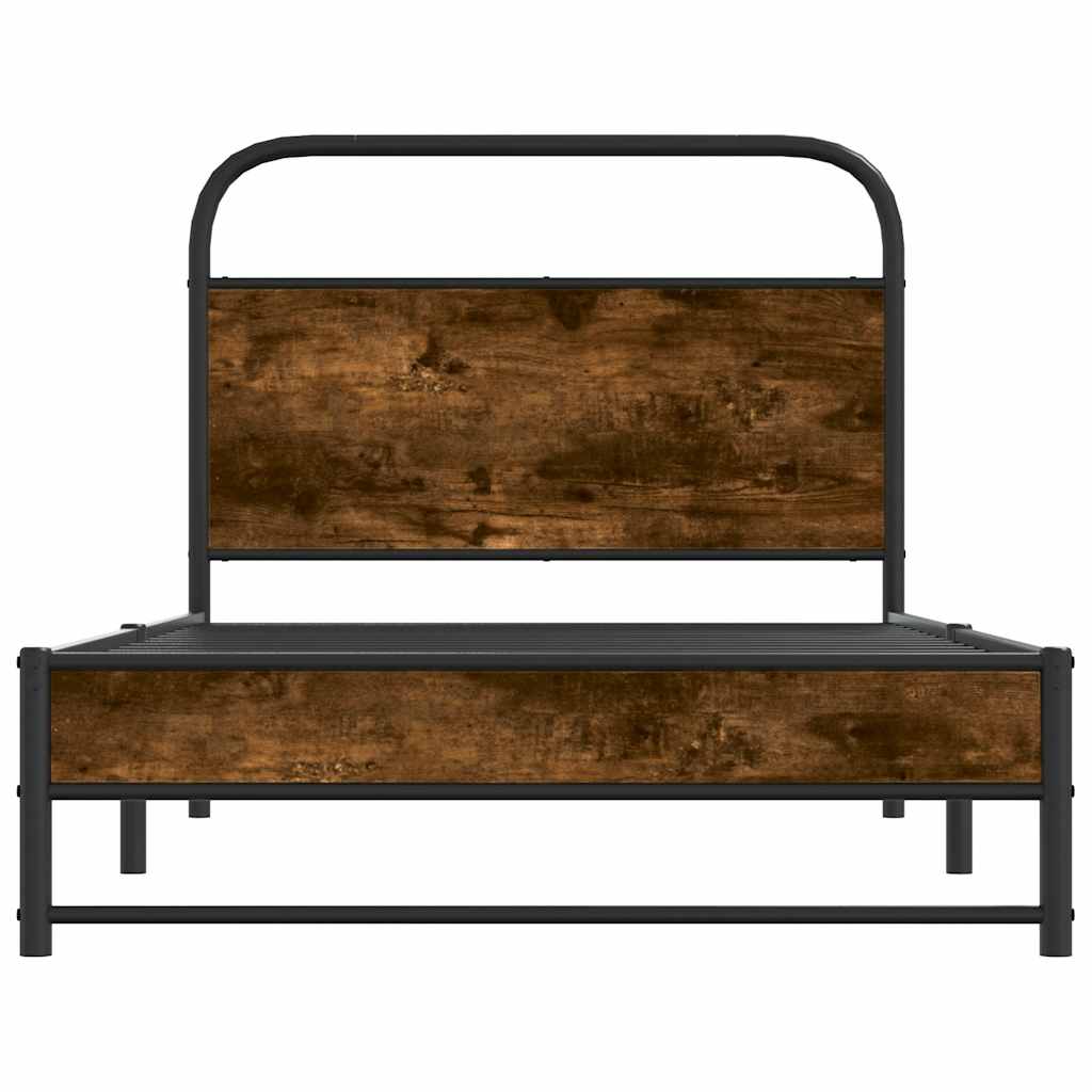 Bed Frame Without Mattress 100x200 cm Smoked Oak Engineered Wood