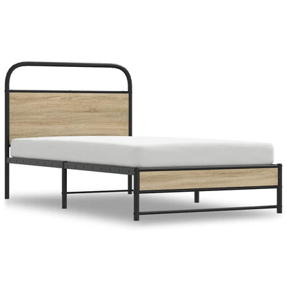 Bed Frame Without Mattress 107x203 cm Smoked Oak Engineered Wood