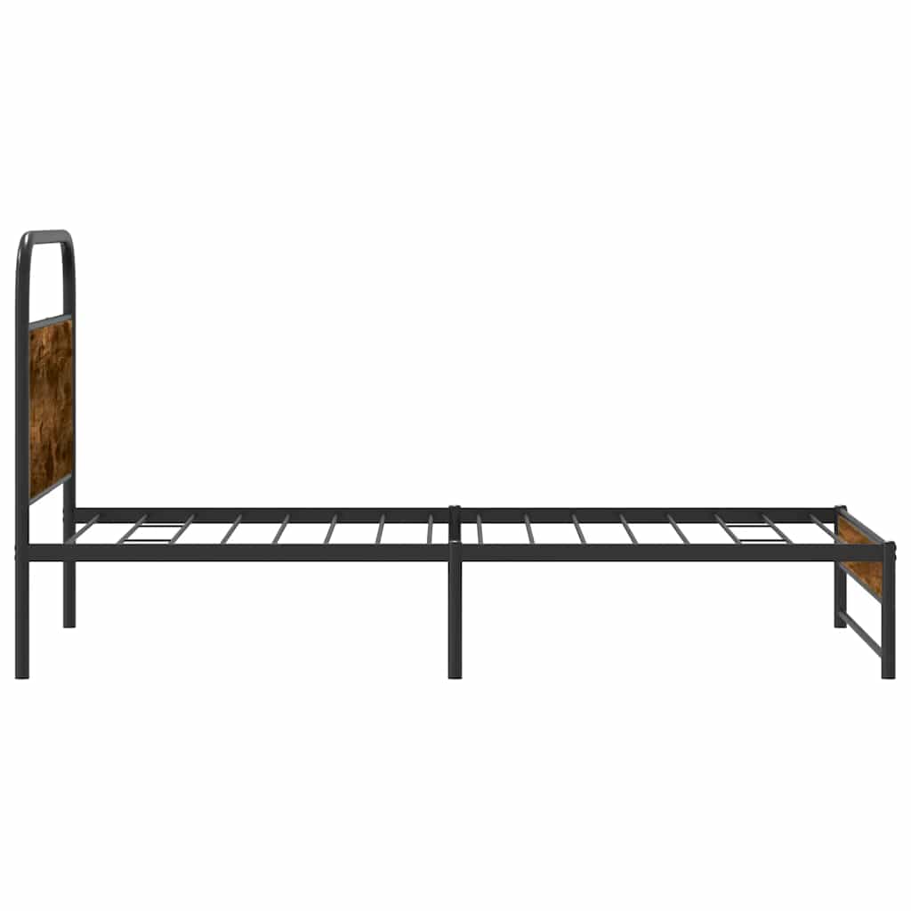 Bed Frame Without Mattress 107x203 cm Smoked Oak Engineered Wood