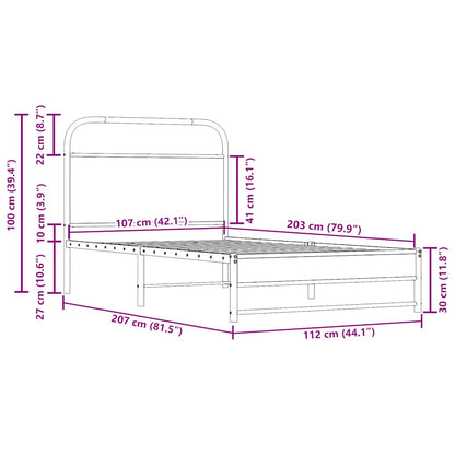 Bed Frame Without Mattress 107x203cm Smoked Oak Engineered Wood