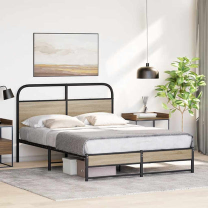 Bed Frame Without Mattress 120x190 cm Smoked Oak Engineered Wood