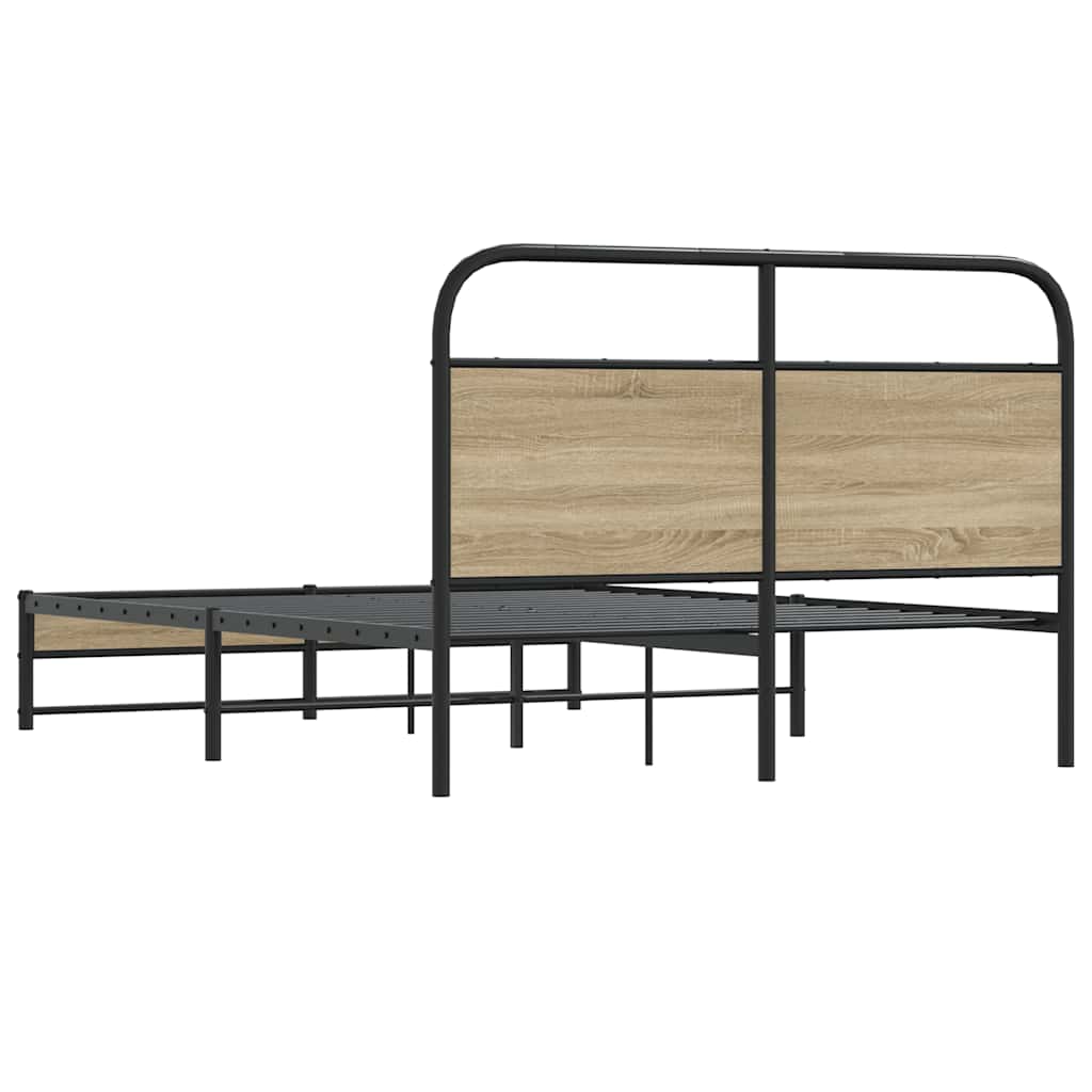 Bed Frame Without Mattress 120x190 cm Smoked Oak Engineered Wood