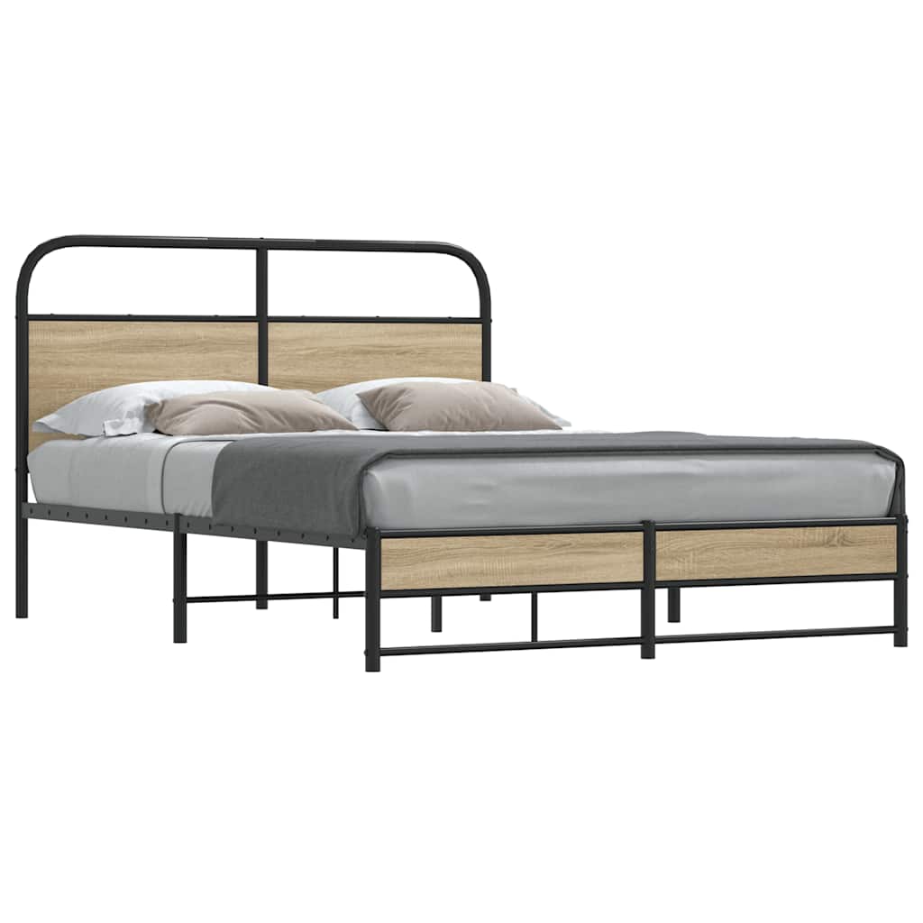 Bed Frame Without Mattress 120x190 cm Smoked Oak Engineered Wood