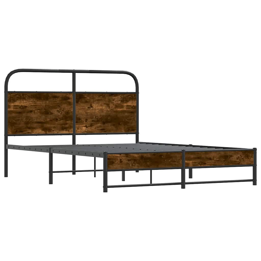Bed Frame Without Mattress 120x200 cm Smoked Oak Engineered Wood