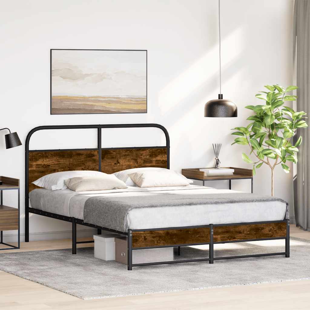 Bed Frame Without Mattress 120x200 cm Smoked Oak Engineered Wood