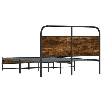 Bed Frame Without Mattress 135x190 cm Smoked Oak Engineered Wood