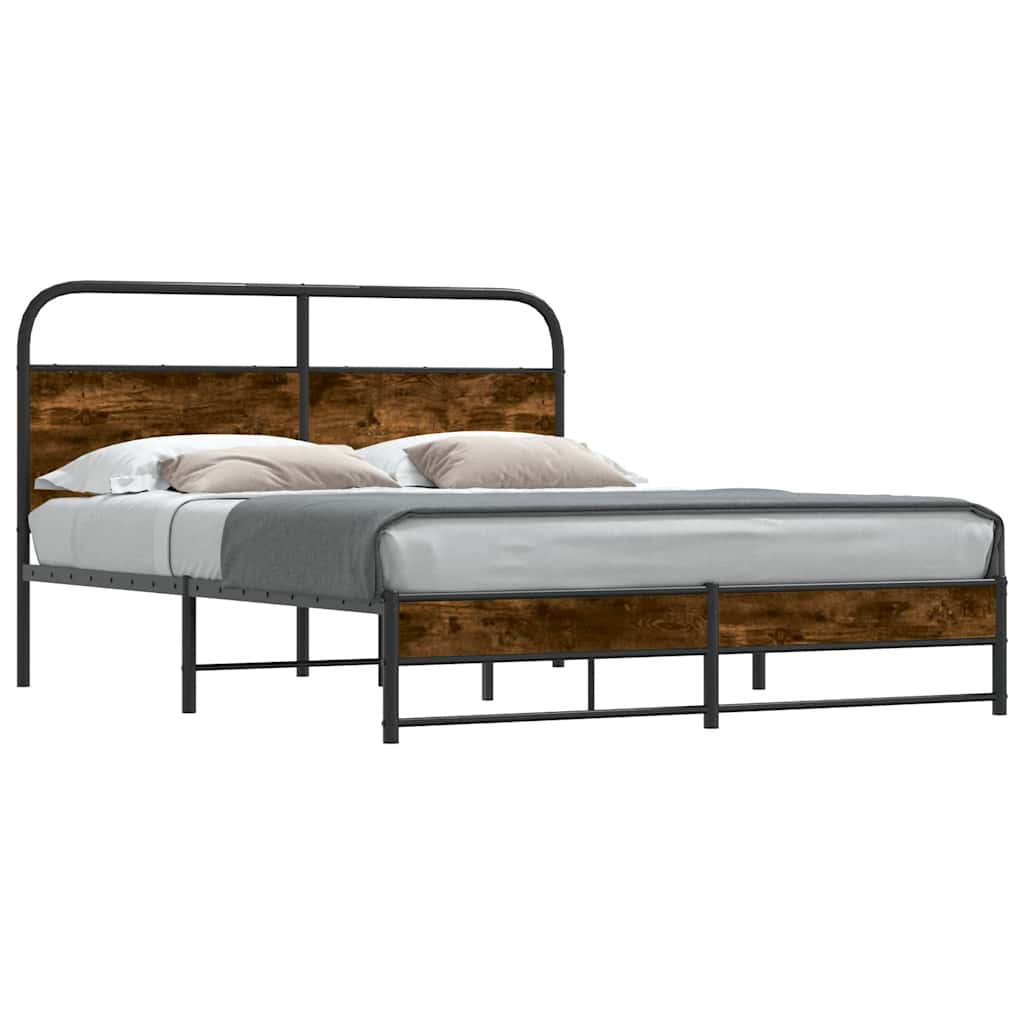 Bed Frame Without Mattress 150x200 cm Smoked Oak Engineered Wood