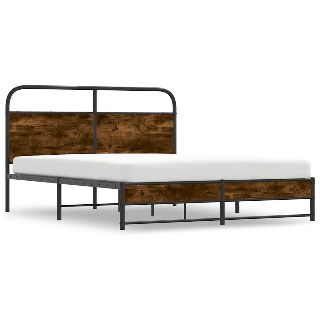Bed Frame Without Mattress 150x200 cm Smoked Oak Engineered Wood