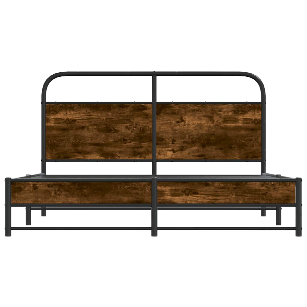 Bed Frame Without Mattress 150x200 cm Smoked Oak Engineered Wood