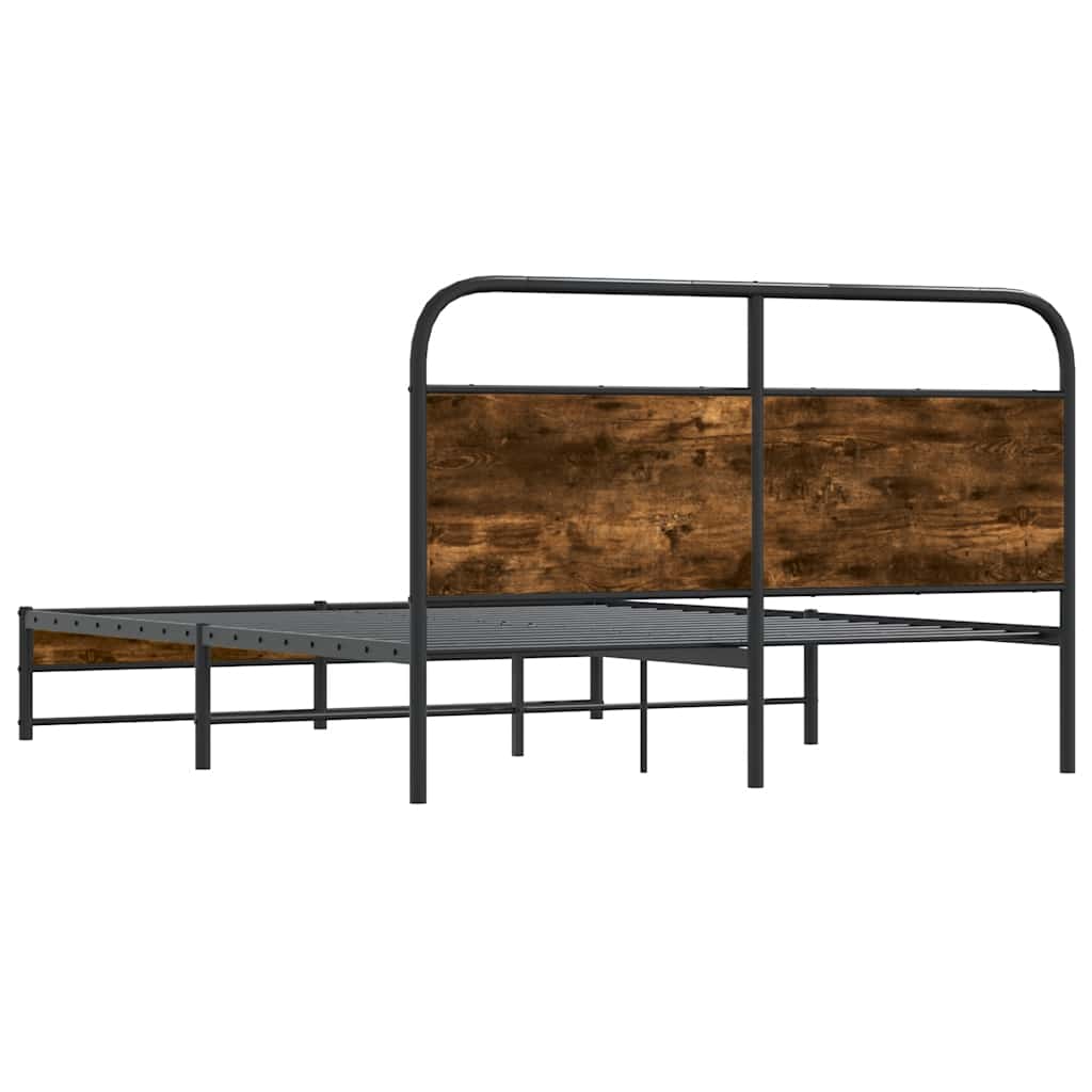 Bed Frame Without Mattress 150x200 cm Smoked Oak Engineered Wood