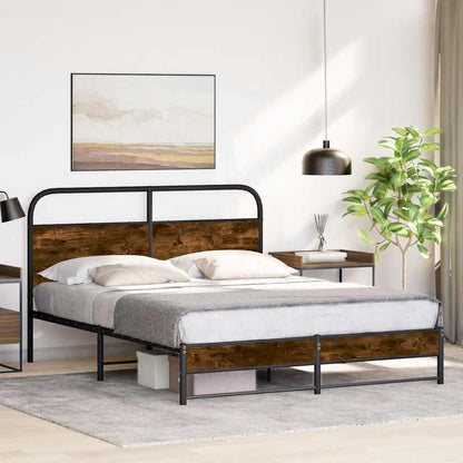 Bed Frame Without Mattress 150x200 cm Smoked Oak Engineered Wood
