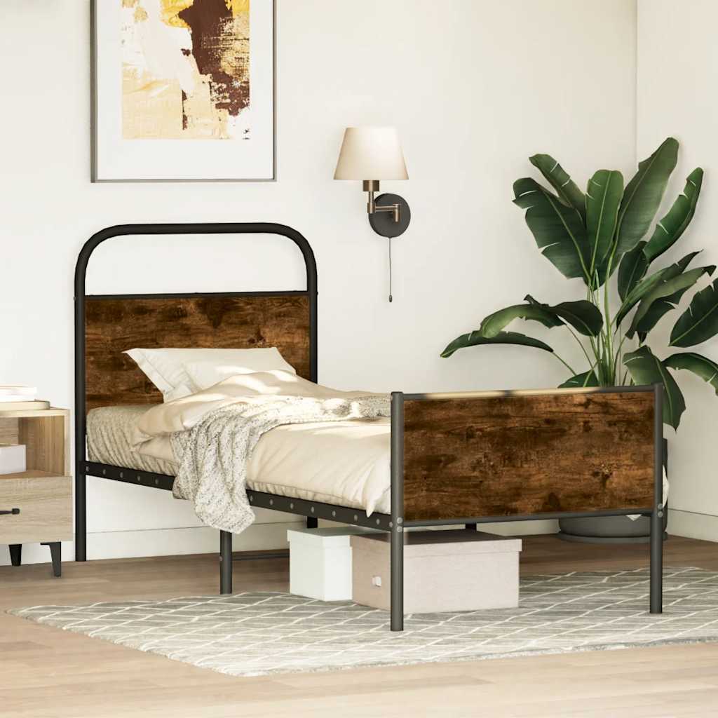 Bed Frame without Mattress 75x190 cm Sonoma Oak Engineered Wood