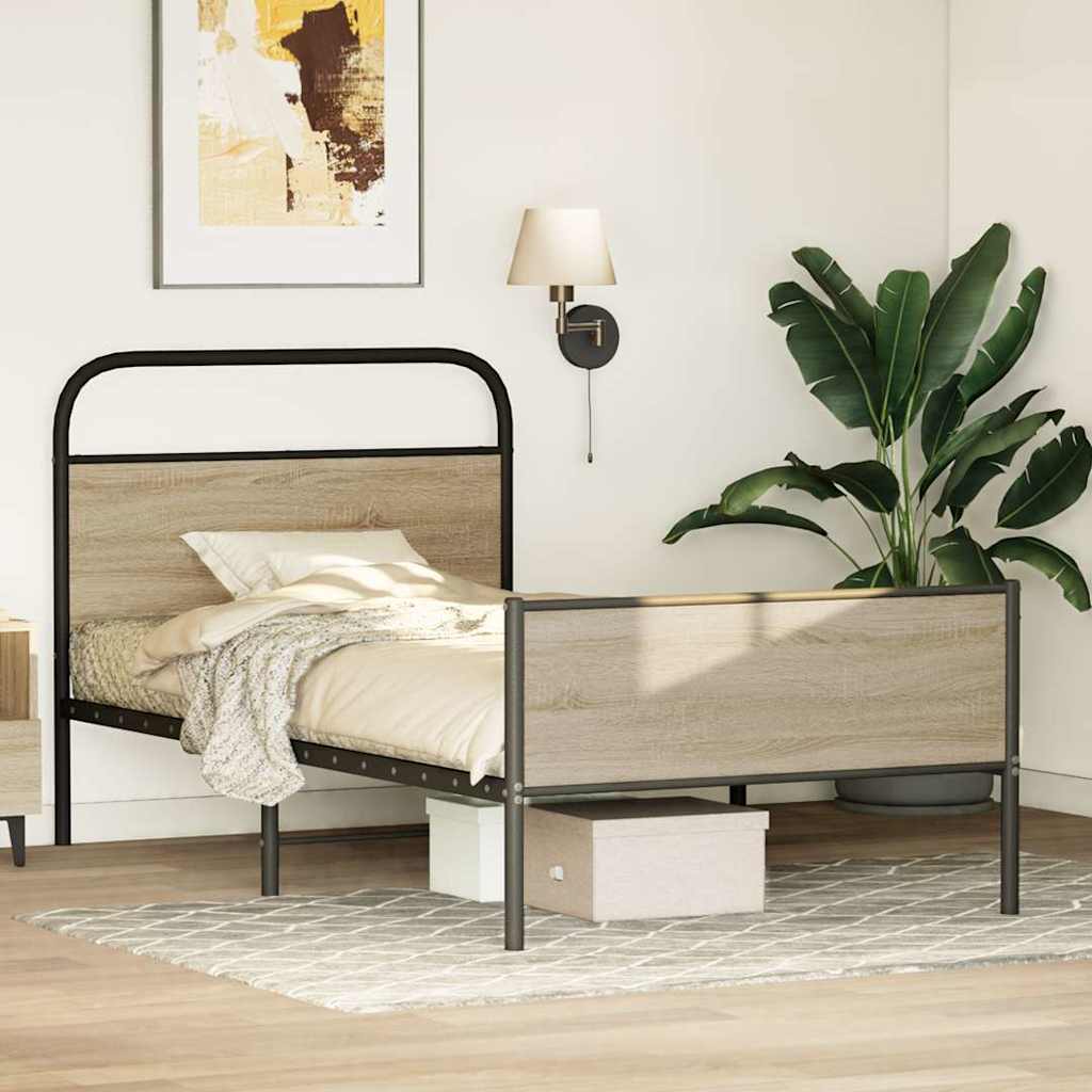 Bed Frame without Mattress 100x200 cm Sonoma Oak Engineered Wood