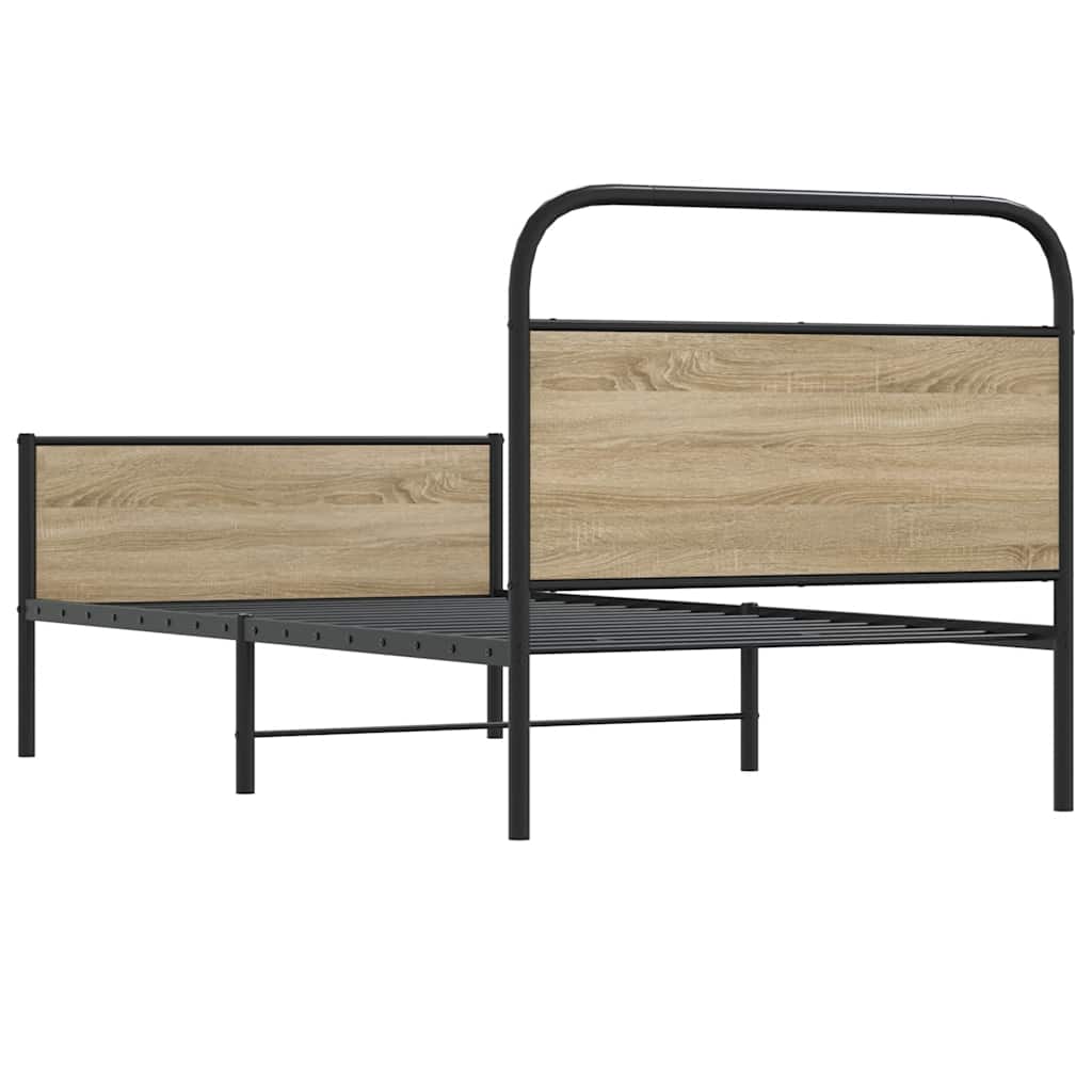 Bed Frame without Mattress 100x200 cm Sonoma Oak Engineered Wood