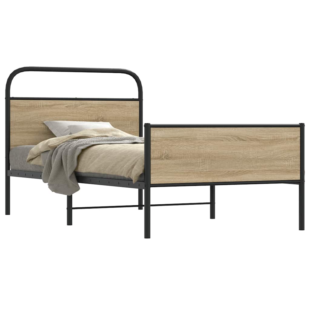 Bed Frame without Mattress 100x200 cm Sonoma Oak Engineered Wood