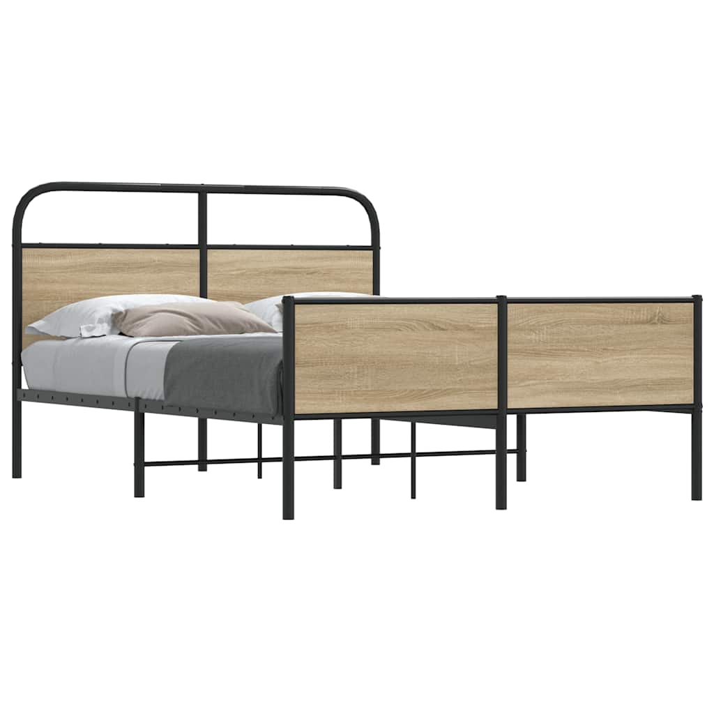 Bed Frame without Mattress 135x190 cm Sonoma Oak Engineered Wood