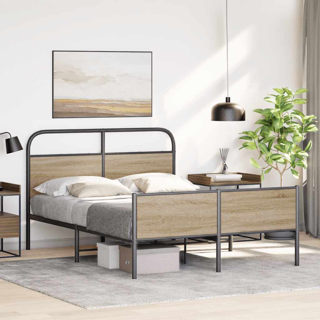 Bed Frame without Mattress 140x190 cm Sonoma Oak Engineered Wood