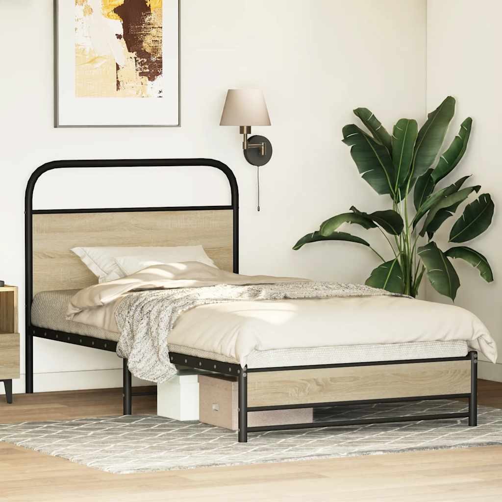 Bed Frame without Mattress 90x200 cm Sonoma Oak Engineered Wood