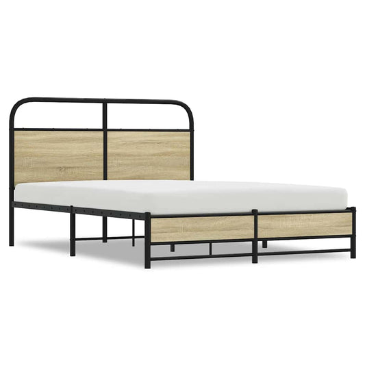 Bed Frame without Mattress 135x190 cm Double Sonoma Oak Engineered Wood
