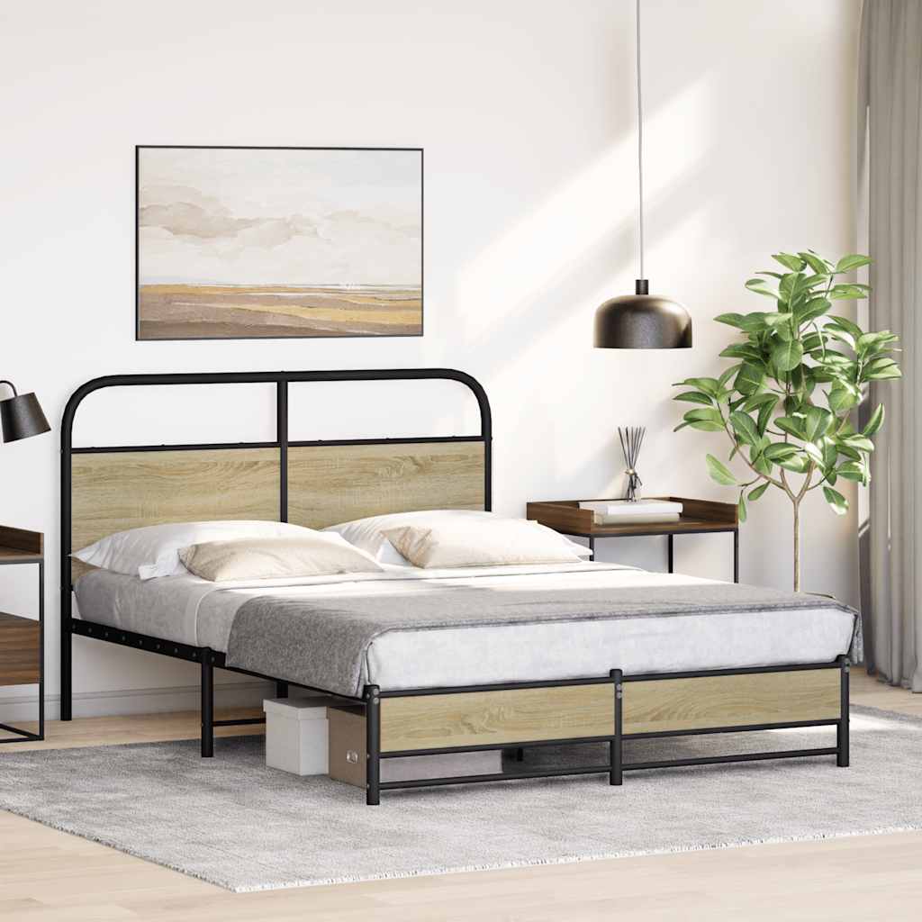 Bed Frame without Mattress 140x190 cm Sonoma Oak Engineered Wood
