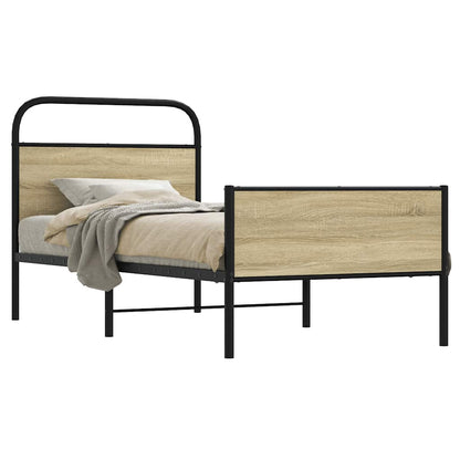 Bed Frame without Mattress 75x190 cm Sonoma Oak Engineered Wood