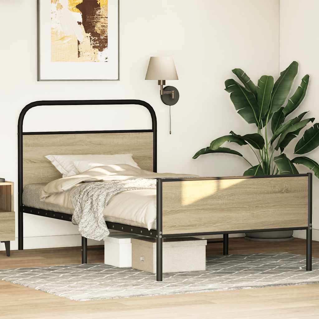 Bed Frame without Mattress 100x200 cm Sonoma Oak Engineered Wood