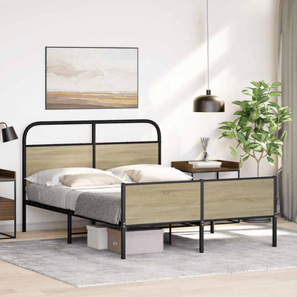 Bed Frame without Mattress 135x190 cm Sonoma Oak Engineered Wood