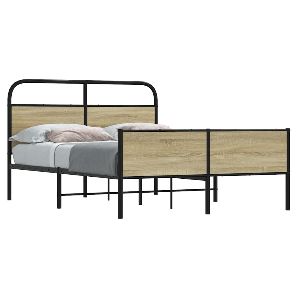 Bed Frame without Mattress 135x190 cm Sonoma Oak Engineered Wood
