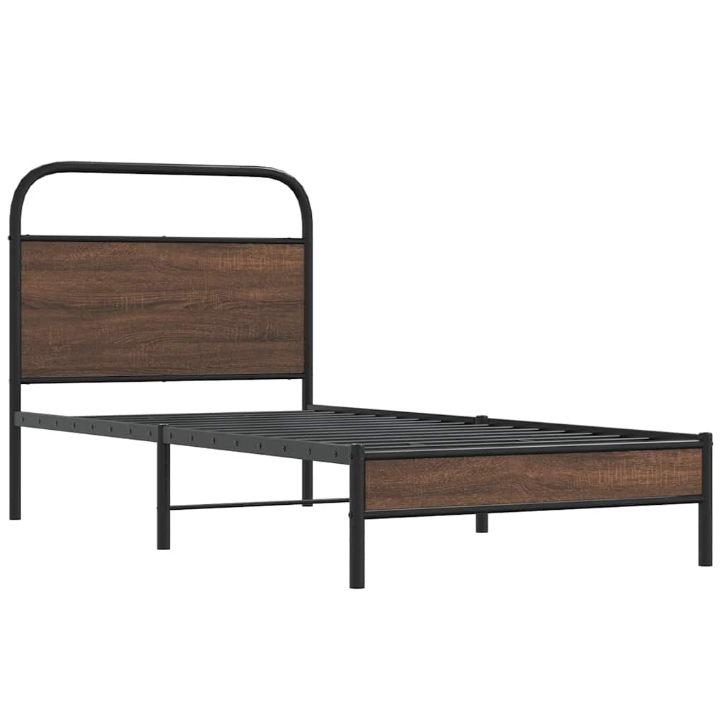 Bed Frame without Mattress 90x200 cm Brown Oak Engineered Wood