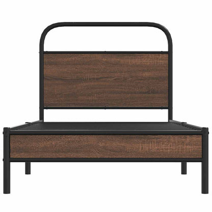 Bed Frame without Mattress 90x200 cm Brown Oak Engineered Wood