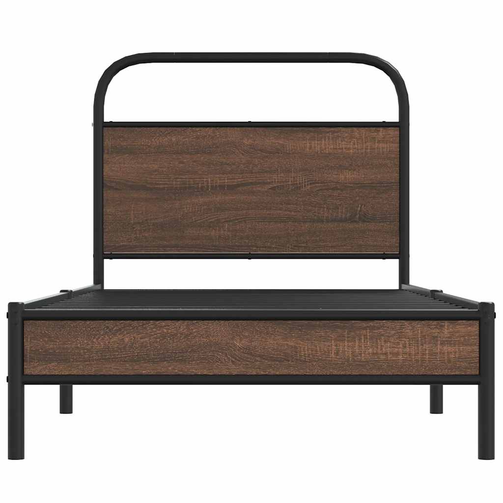 Bed Frame without Mattress 107x203 cm Brown Oak Engineered Wood