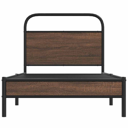 Bed Frame without Mattress 107x203 cm Brown Oak Engineered Wood