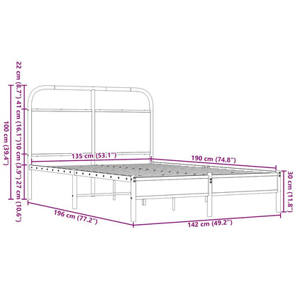 Bed Frame without Mattress 135x190 cm Double Brown Oak Engineered Wood